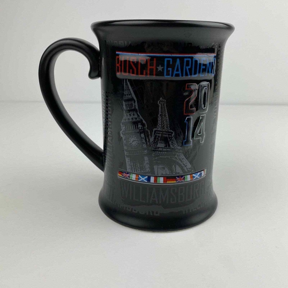 Busch Gardens Williamsburg Black Coffee Mug World Flags 3D